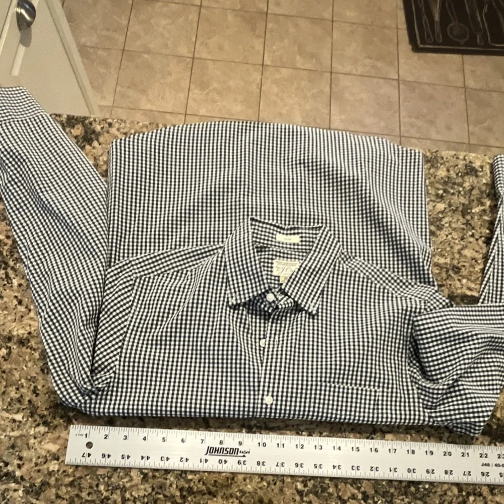 J.Crew Slim‎ Fit Button-Down Shirt Men's M Blue White Check Cotton Long Sleeve